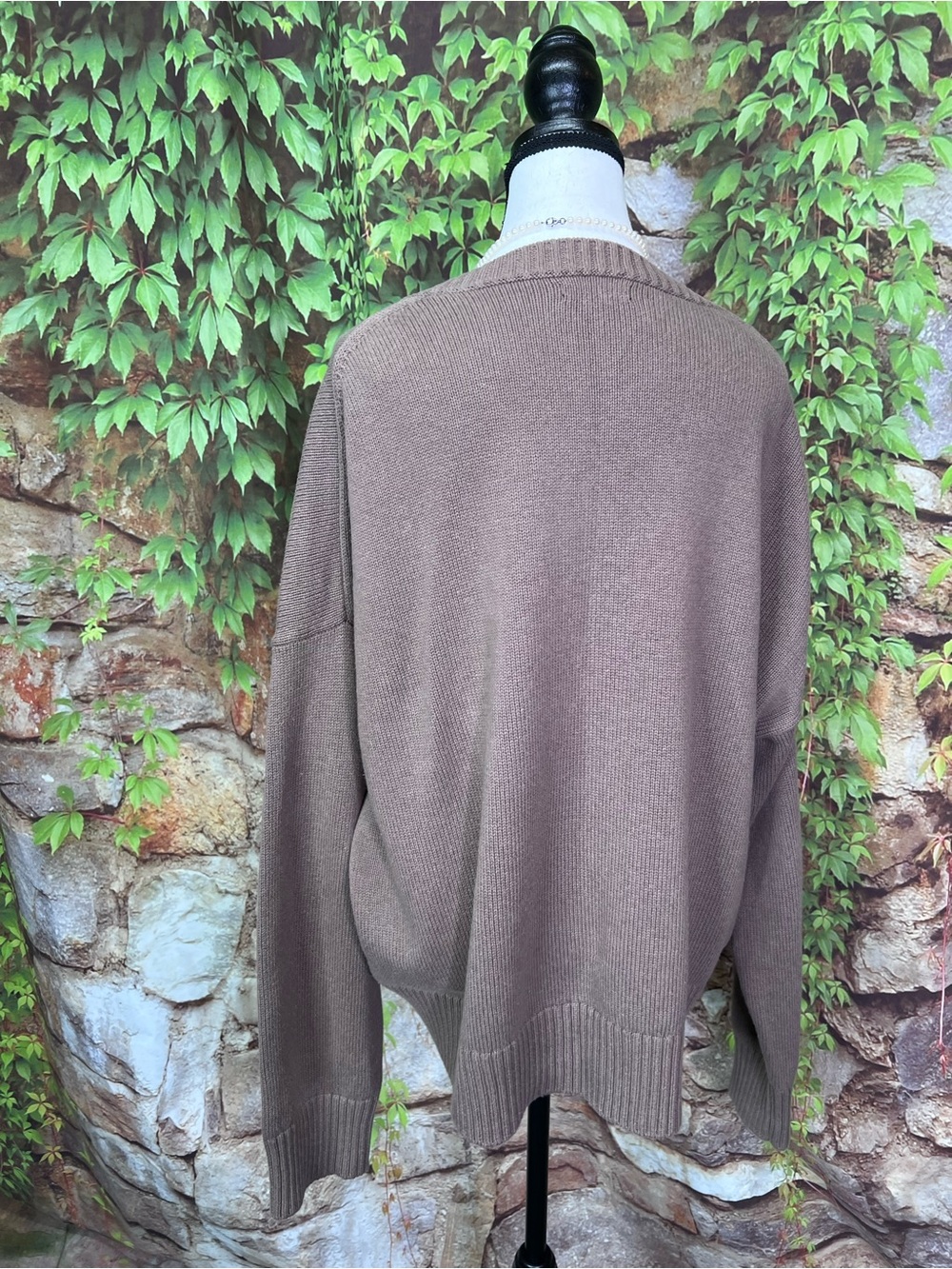 QUINCE Cocoa Brown Relaxed Fit Organic Cotton Quiet Luxury Crewneck Sweater, XL - Picture 7 of 13